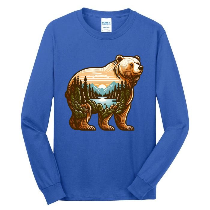 Trees Reflection Wildlife Nature Animal Forest Bear Outdoor Gift Tall Long Sleeve T-Shirt