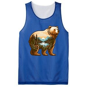 Trees Reflection Wildlife Nature Animal Forest Bear Outdoor Gift Mesh Reversible Basketball Jersey Tank