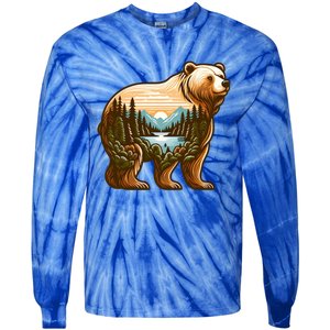 Trees Reflection Wildlife Nature Animal Forest Bear Outdoor Gift Tie-Dye Long Sleeve Shirt