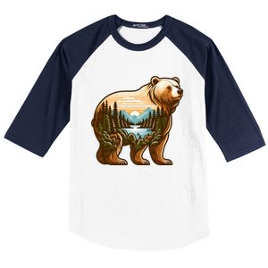 Trees Reflection Wildlife Nature Animal Forest Bear Outdoor Gift Baseball Sleeve Shirt