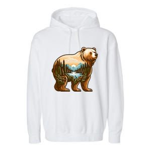 Trees Reflection Wildlife Nature Animal Forest Bear Outdoor Gift Garment-Dyed Fleece Hoodie