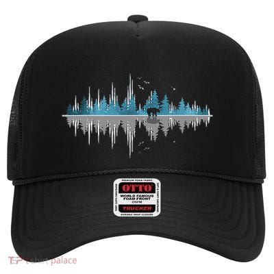 Trees Reflection Wildlife Nature Animal Bear Outdoor Forest High Crown Mesh Back Trucker Hat