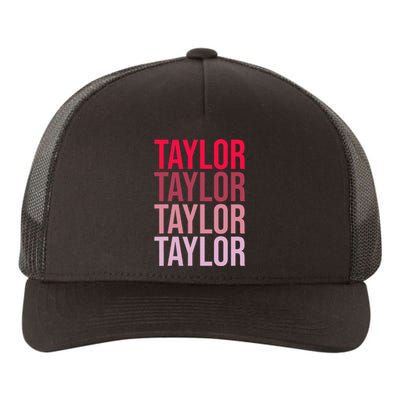 Taylor Retro Wordmark Pattern I love Taylor Yupoong Adult 5-Panel Trucker Hat