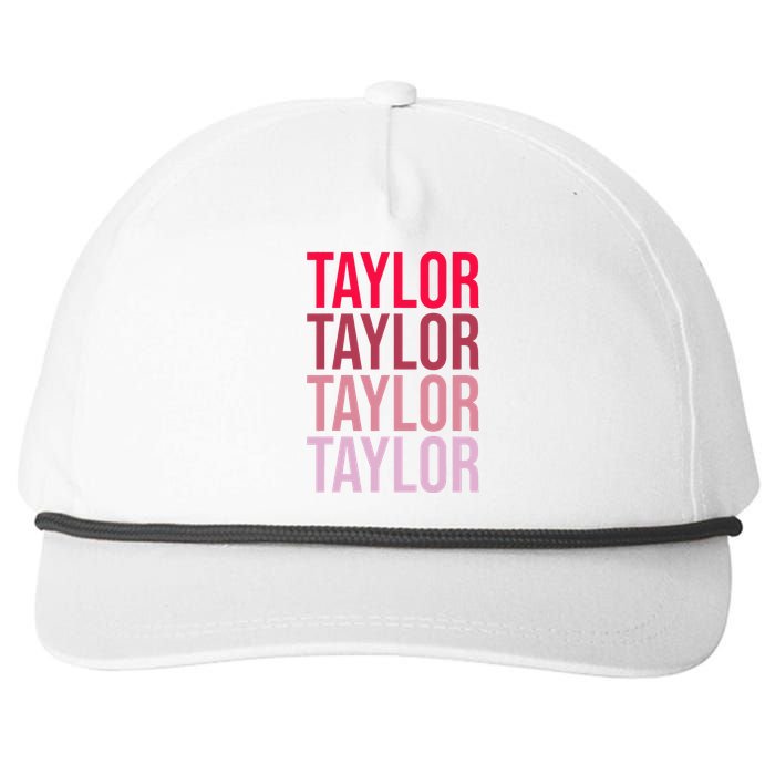 Taylor Retro Wordmark Pattern I love Taylor Snapback Five-Panel Rope Hat