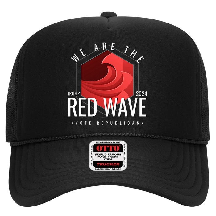 The Red Wave Is Coming 2024 Trump Gifts High Crown Mesh Back Trucker Hat