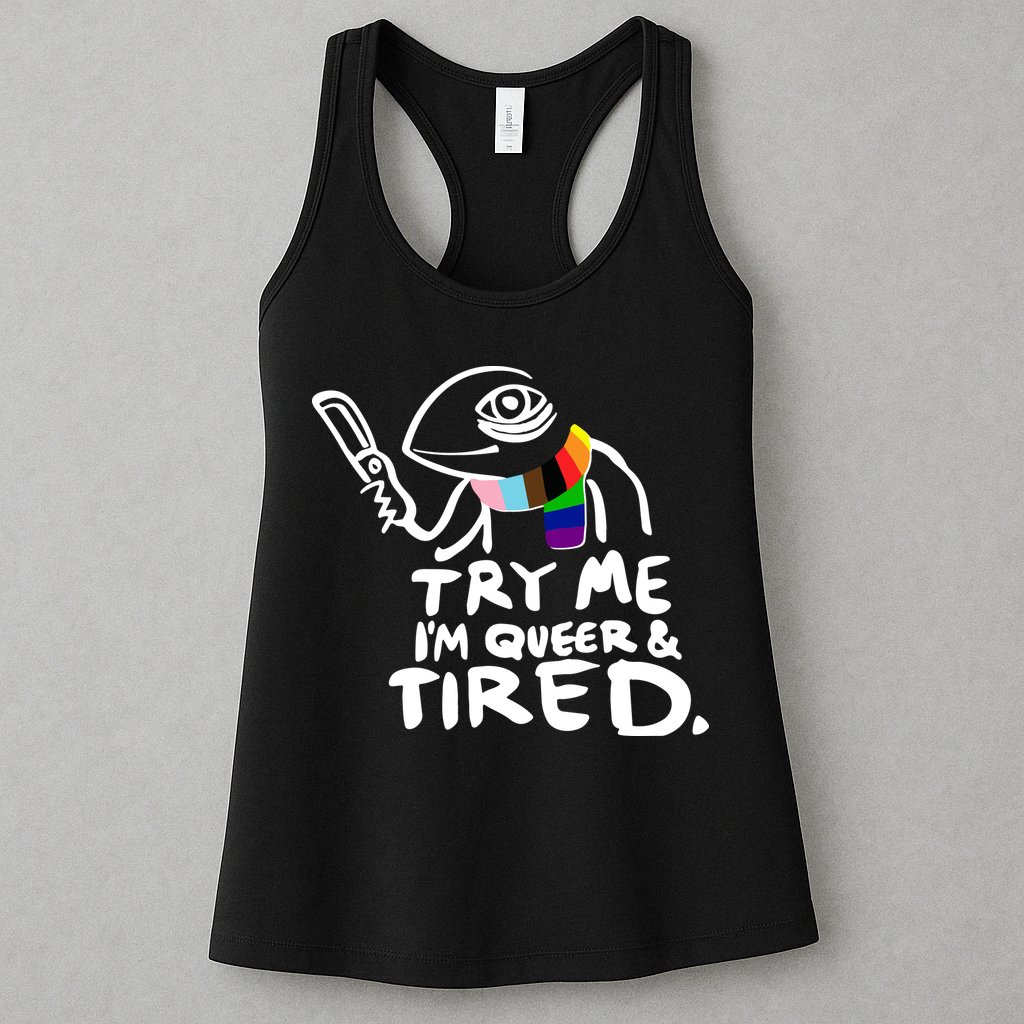 Try Me I'm Queer And Tired Womens Tank Top