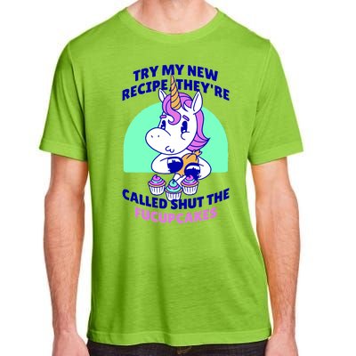 Try My Recipe Shut the Fucupcakes Funny Unicorn Adult ChromaSoft Performance T-Shirt