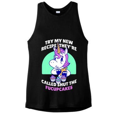 Try My Recipe Shut the Fucupcakes Funny Unicorn Ladies PosiCharge Tri-Blend Wicking Tank