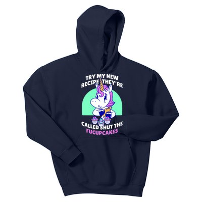 Try My Recipe Shut the Fucupcakes Funny Unicorn Kids Hoodie