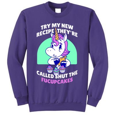 Try My Recipe Shut the Fucupcakes Funny Unicorn Sweatshirt