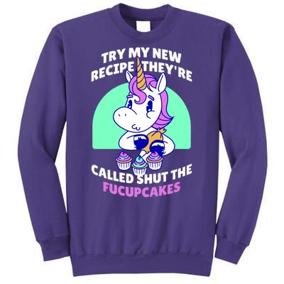 Try My Recipe Shut the Fucupcakes Funny Unicorn Sweatshirt