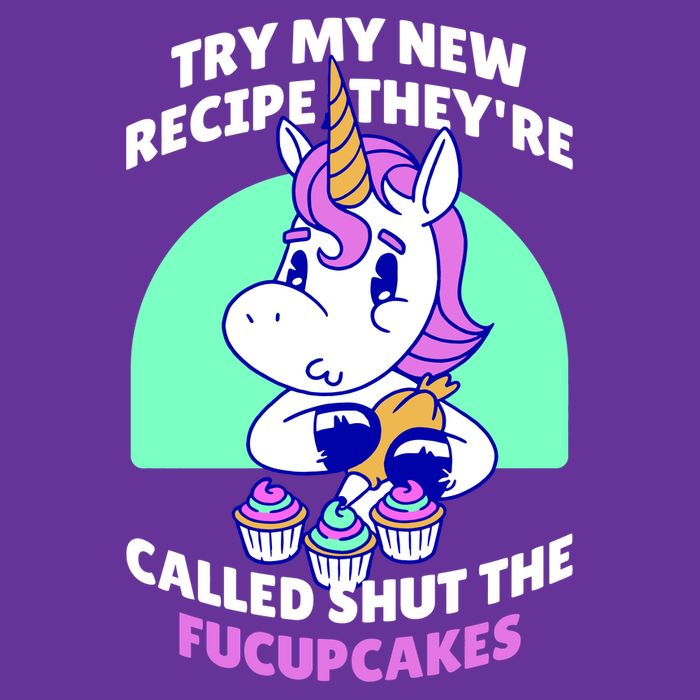 Try My Recipe Shut the Fucupcakes Funny Unicorn Button