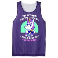 Try My Recipe Shut the Fucupcakes Funny Unicorn Mesh Reversible Basketball Jersey Tank