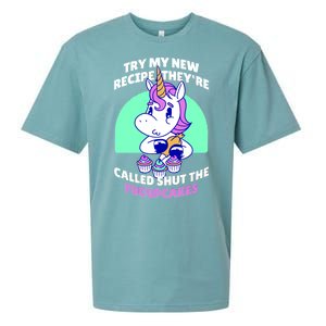 Try My Recipe Shut the Fucupcakes Funny Unicorn Sueded Cloud Jersey T-Shirt