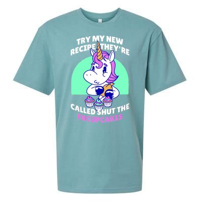 Try My Recipe Shut the Fucupcakes Funny Unicorn Sueded Cloud Jersey T-Shirt