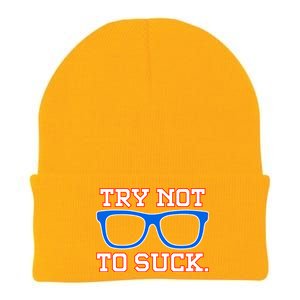 Try Not To Suck Chicago! Baseball Glasses Knit Cap Winter Beanie