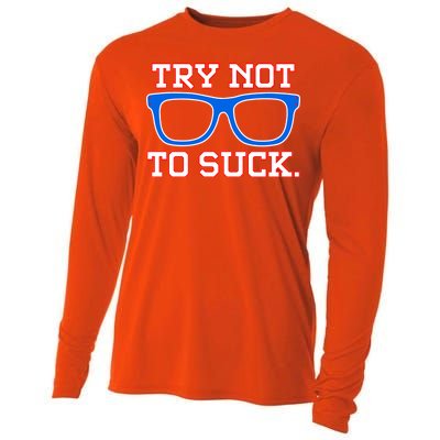 Try Not To Suck Chicago! Baseball Glasses Cooling Performance Long Sleeve Crew