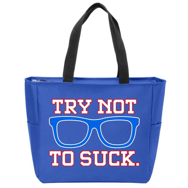 Try Not To Suck Chicago! Baseball Glasses Zip Tote Bag