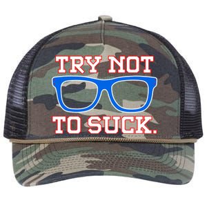 Try Not To Suck Chicago! Baseball Glasses Retro Rope Trucker Hat Cap