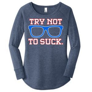 Try Not To Suck Chicago! Baseball Glasses Women's Perfect Tri Tunic Long Sleeve Shirt