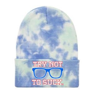 Try Not To Suck Chicago! Baseball Glasses Tie Dye 12in Knit Beanie