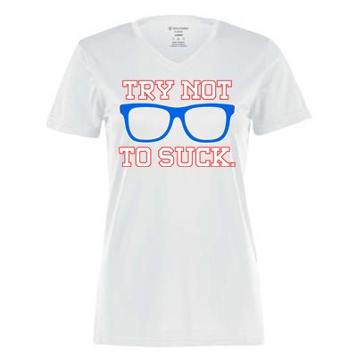 Try Not To Suck Chicago! Baseball Glasses Women's Momentum V-Neck T-Shirt