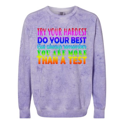 Try Your Hardest On The Test Day Colorblast Crewneck Sweatshirt