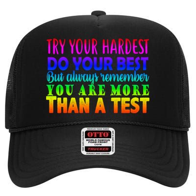 Try Your Hardest On The Test Day High Crown Mesh Back Trucker Hat