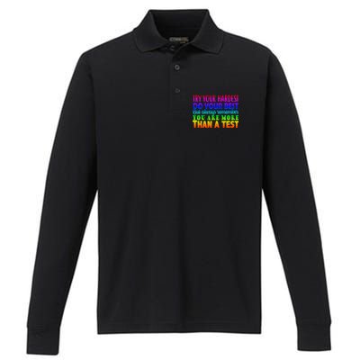 Try Your Hardest On The Test Day Performance Long Sleeve Polo