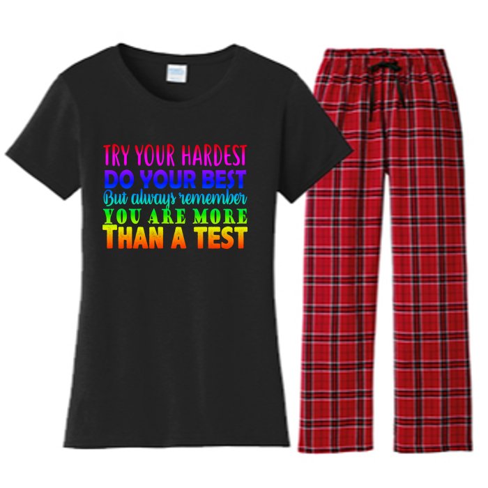 Try Your Hardest On The Test Day Women's Flannel Pajama Set