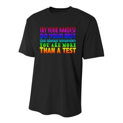 Try Your Hardest On The Test Day Youth Performance Sprint T-Shirt