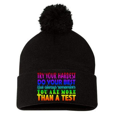 Try Your Hardest On The Test Day Pom Pom 12in Knit Beanie