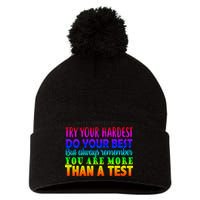 Try Your Hardest On The Test Day Pom Pom 12in Knit Beanie