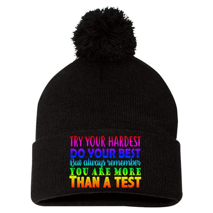 Try Your Hardest On The Test Day Pom Pom 12in Knit Beanie