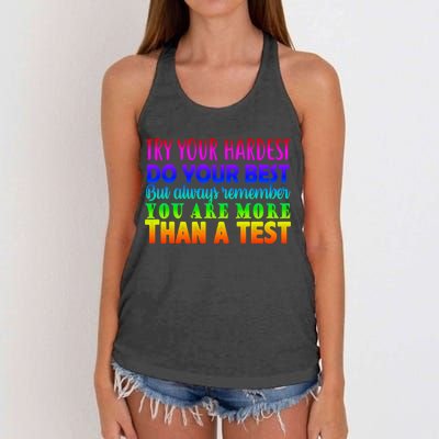 Try Your Hardest On The Test Day Women's Knotted Racerback Tank