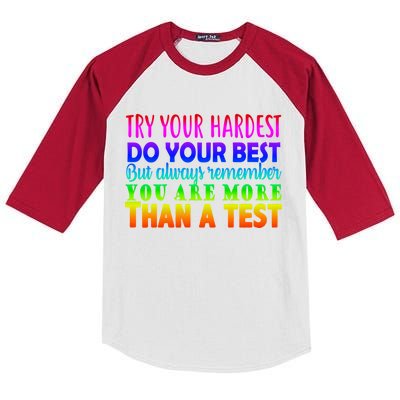 Try Your Hardest On The Test Day Kids Colorblock Raglan Jersey