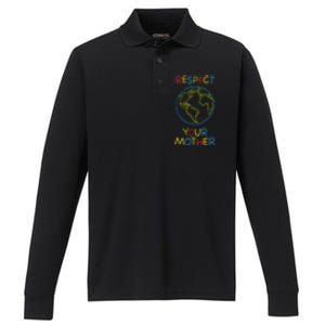 Trendy Respect Your Mother Earth Nature Gift Performance Long Sleeve Polo