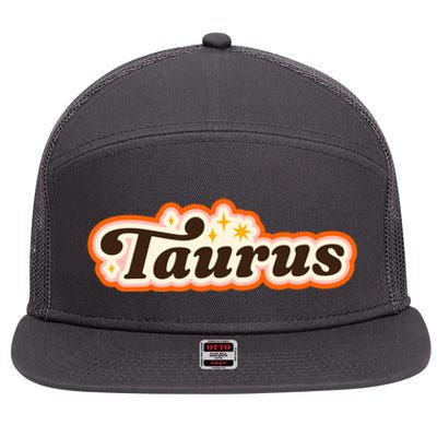 Taurus Retro Zodiac Birthday 7 Panel Mesh Trucker Snapback Hat