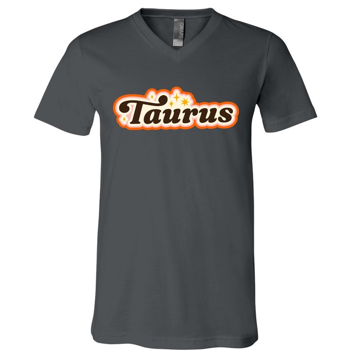 Taurus Retro Zodiac Birthday V-Neck T-Shirt