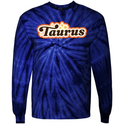 Taurus Retro Zodiac Birthday Tie-Dye Long Sleeve Shirt