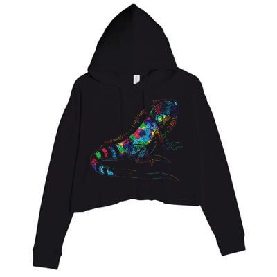 Tropic Reptile Zoo Keeper Gift Idea Iguana Crop Fleece Hoodie