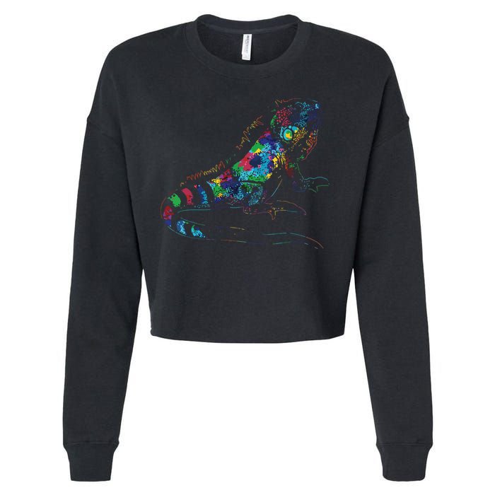 Tropic Reptile Zoo Keeper Gift Idea Iguana Cropped Pullover Crew