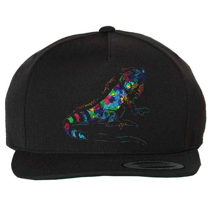 Tropic Reptile Zoo Keeper Gift Idea Iguana Wool Snapback Cap