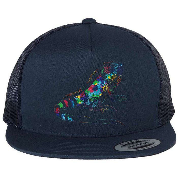 Tropic Reptile Zoo Keeper Gift Idea Iguana Flat Bill Trucker Hat