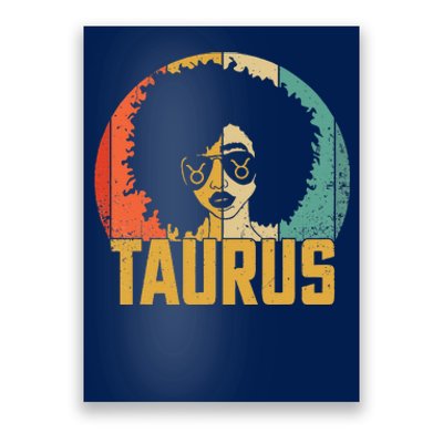 Taurus Retro Zodiac Sign Birthday Afro Black Women Poster