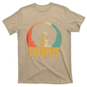 Taurus Retro Zodiac Sign Birthday Afro Black Women T-Shirt