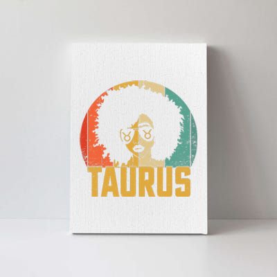 Taurus Retro Zodiac Sign Birthday Afro Black Women Canvas