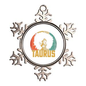 Taurus Retro Zodiac Sign Birthday Afro Black Women Metallic Star Ornament