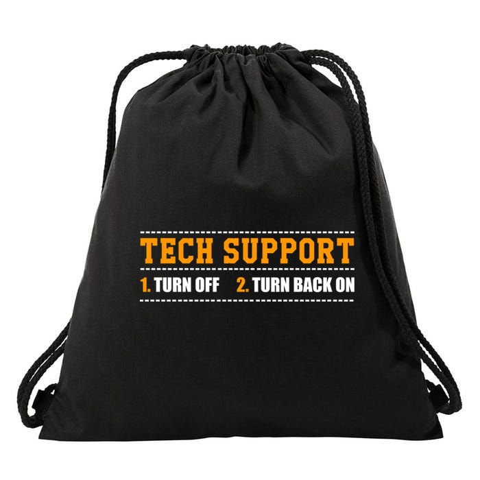 Tech Support 101 For Dummies Cool Gift Funny Tech Support Checklist Gift Drawstring Bag
