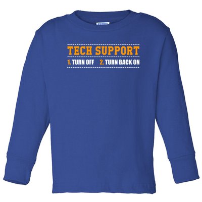 Tech Support 101 For Dummies Cool Gift Funny Tech Support Checklist Gift Toddler Long Sleeve Shirt